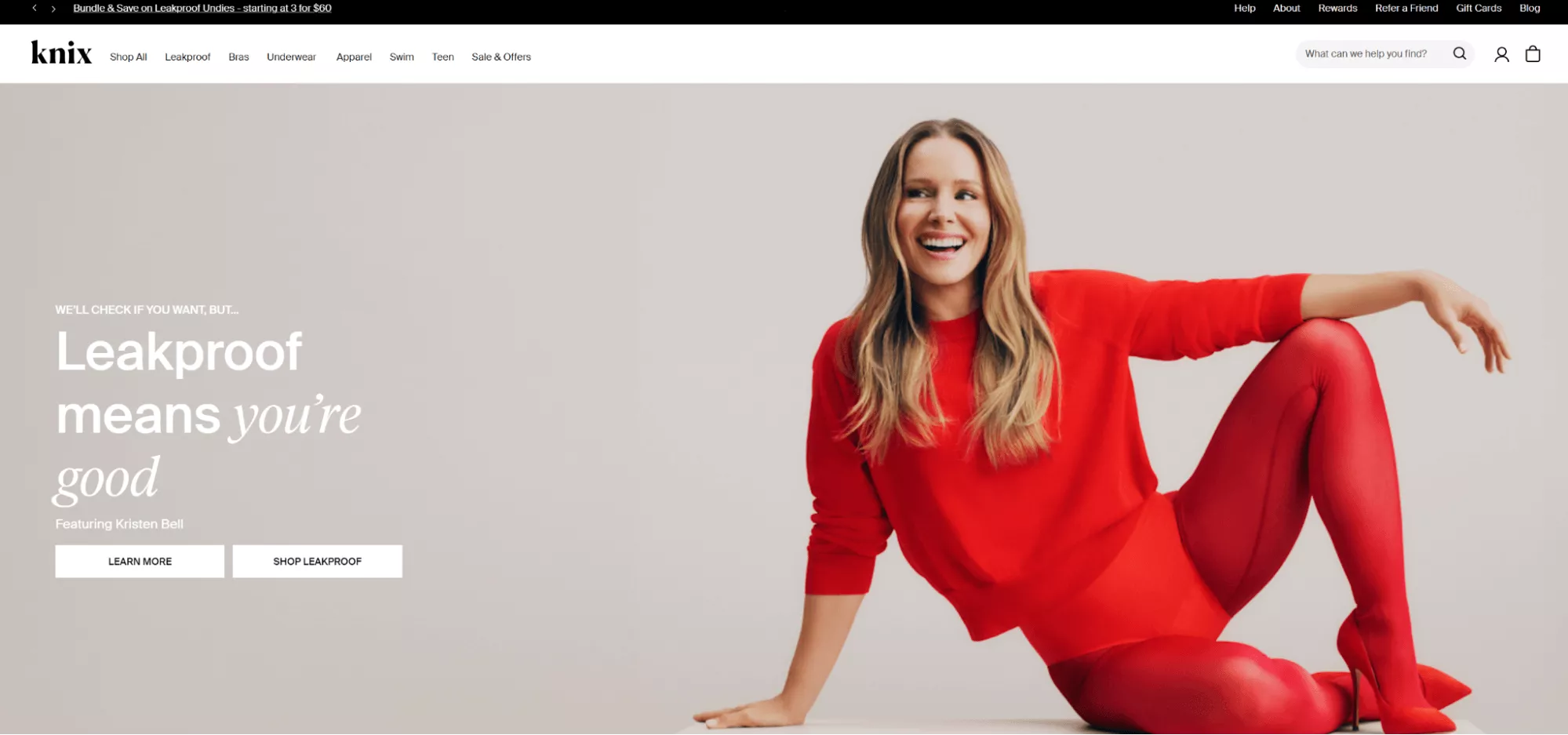 Knix homepage