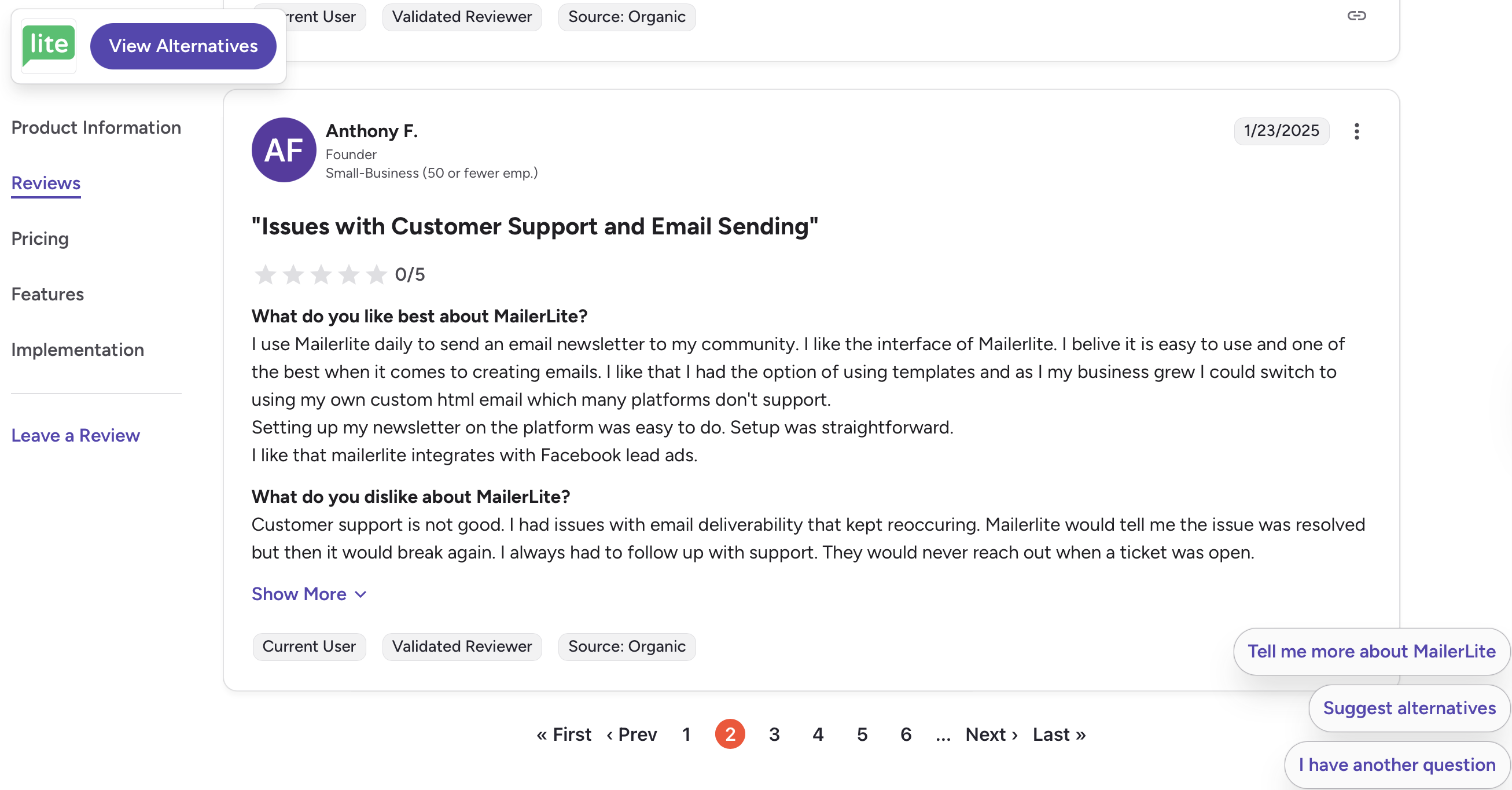 MailerLite user review