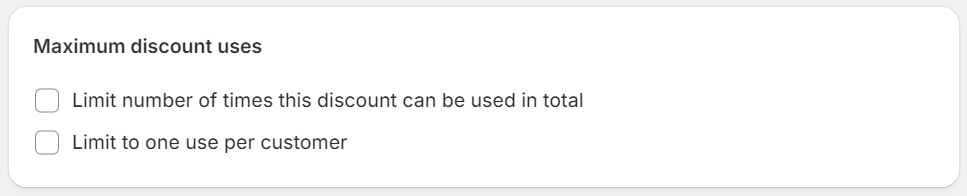 Maximum discount uses