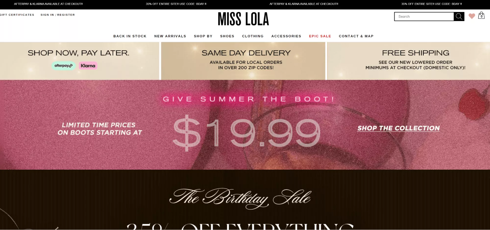 Miss Lola homepage