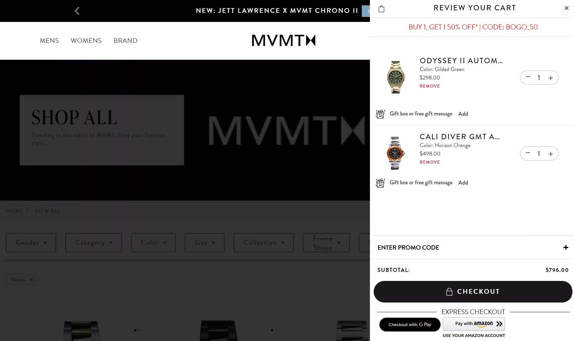 MVMT watches discount banner