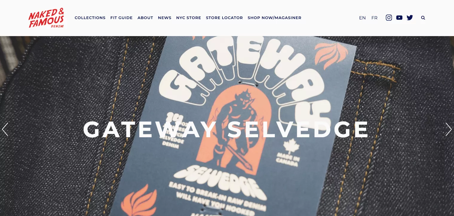 Naked & Famous Denim homepage