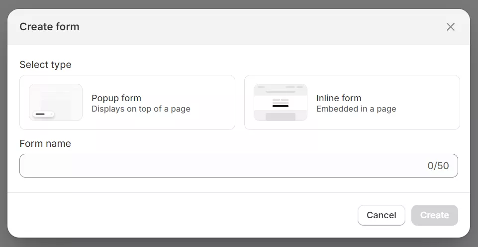 Creating popup form