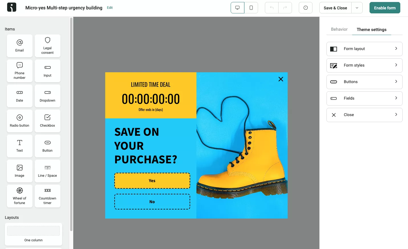 Popup editor