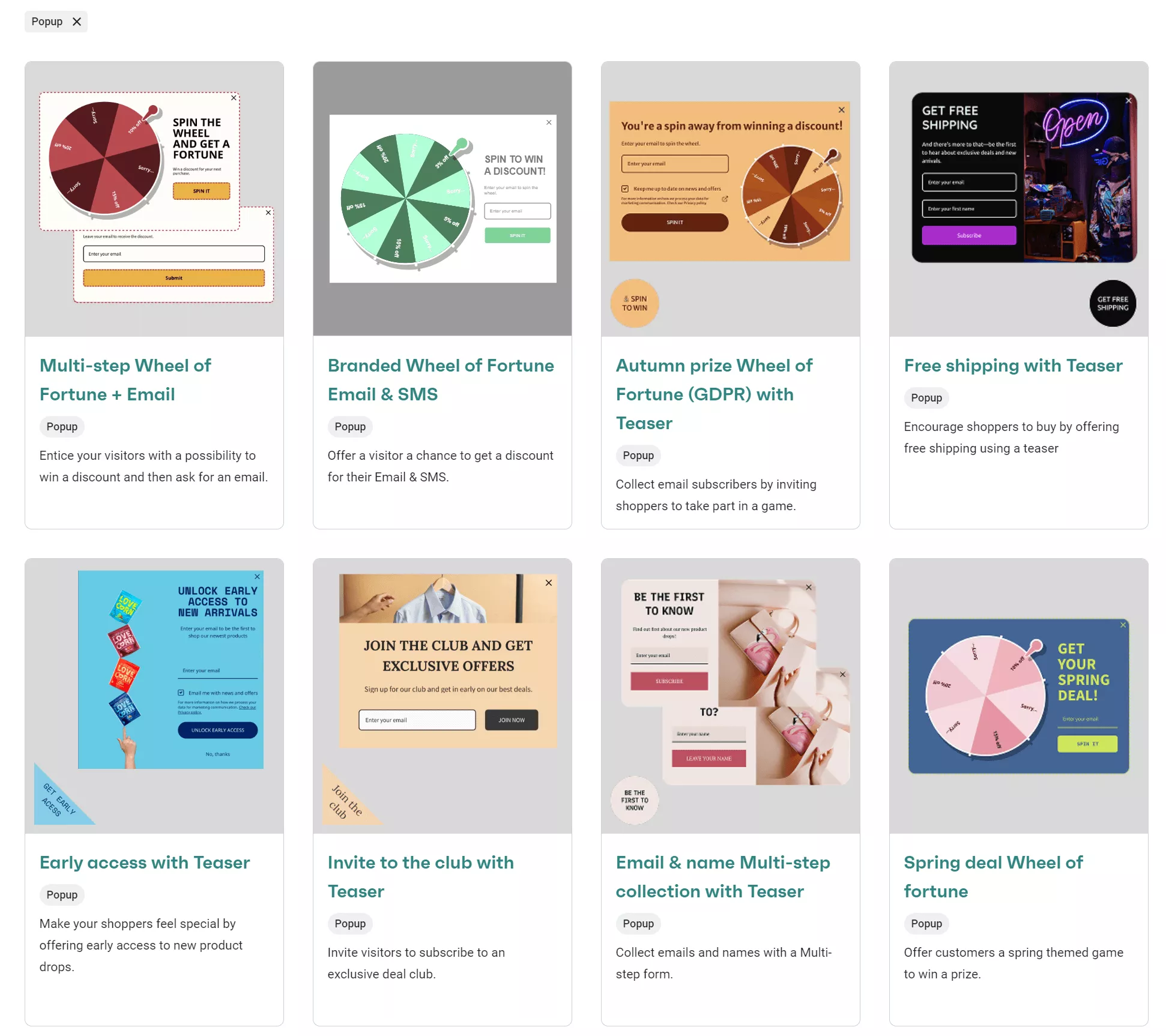 Omnisend's popup templates