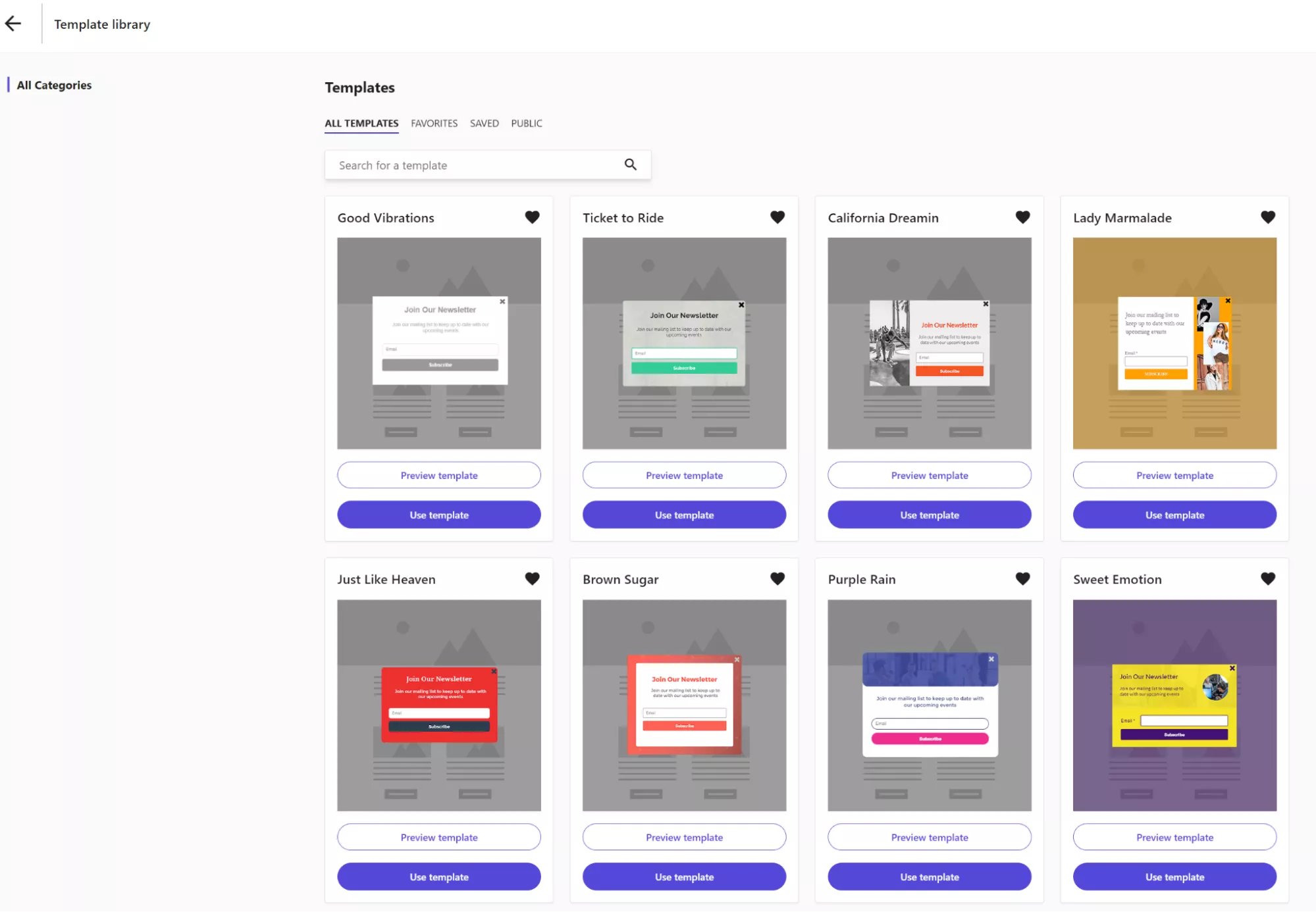 Popup templates