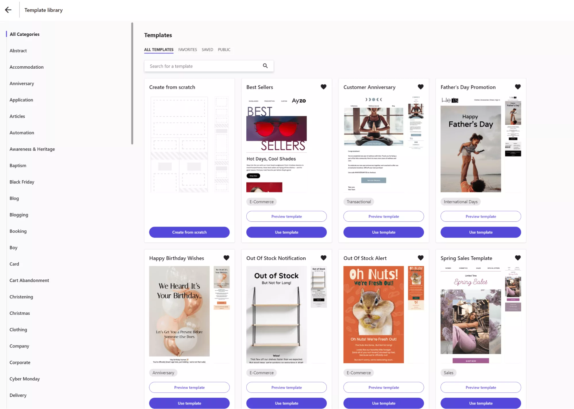Template gallery