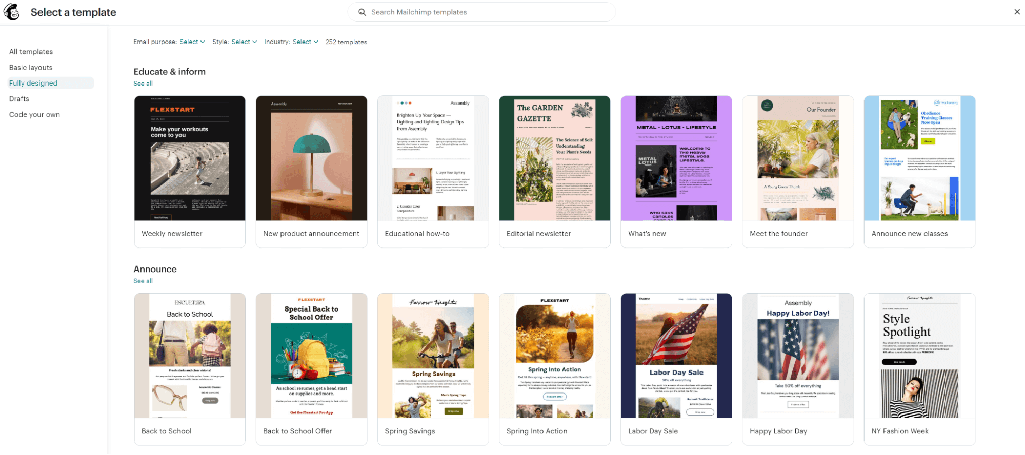 Template gallery
