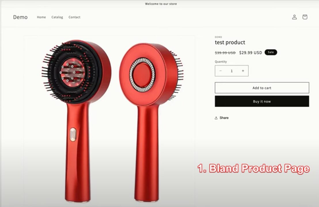 Bland dropshipping product page example