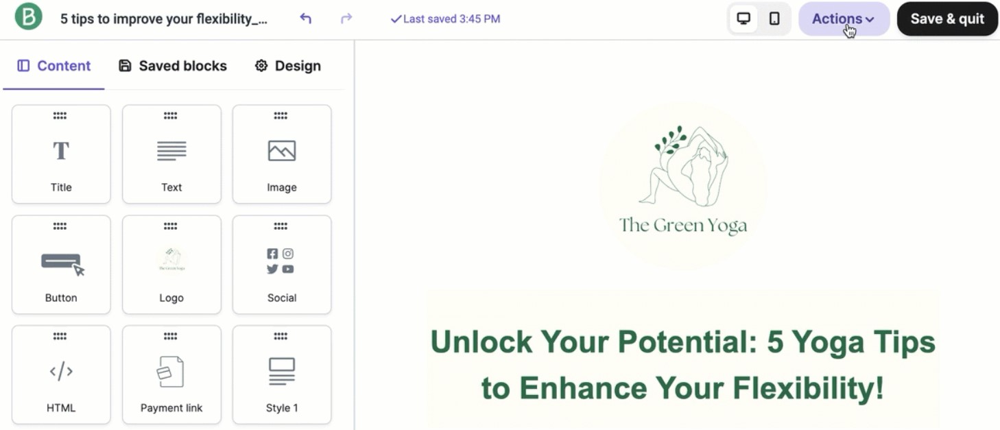 Brevo email editor