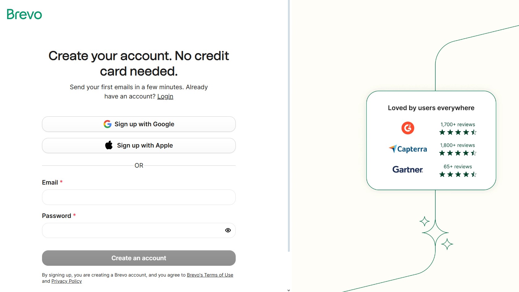 Brevo signup page