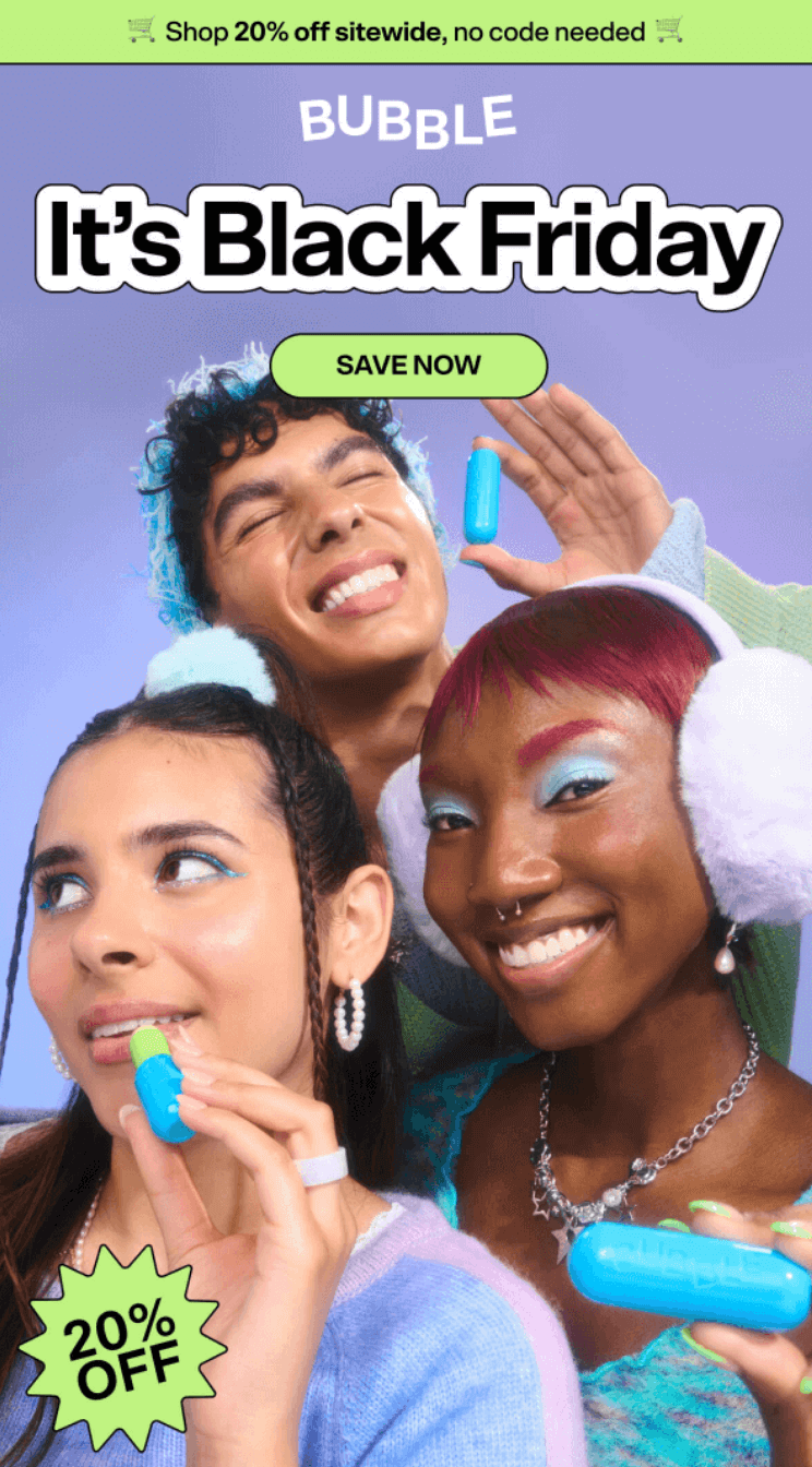 Bubble's Black Friday email example