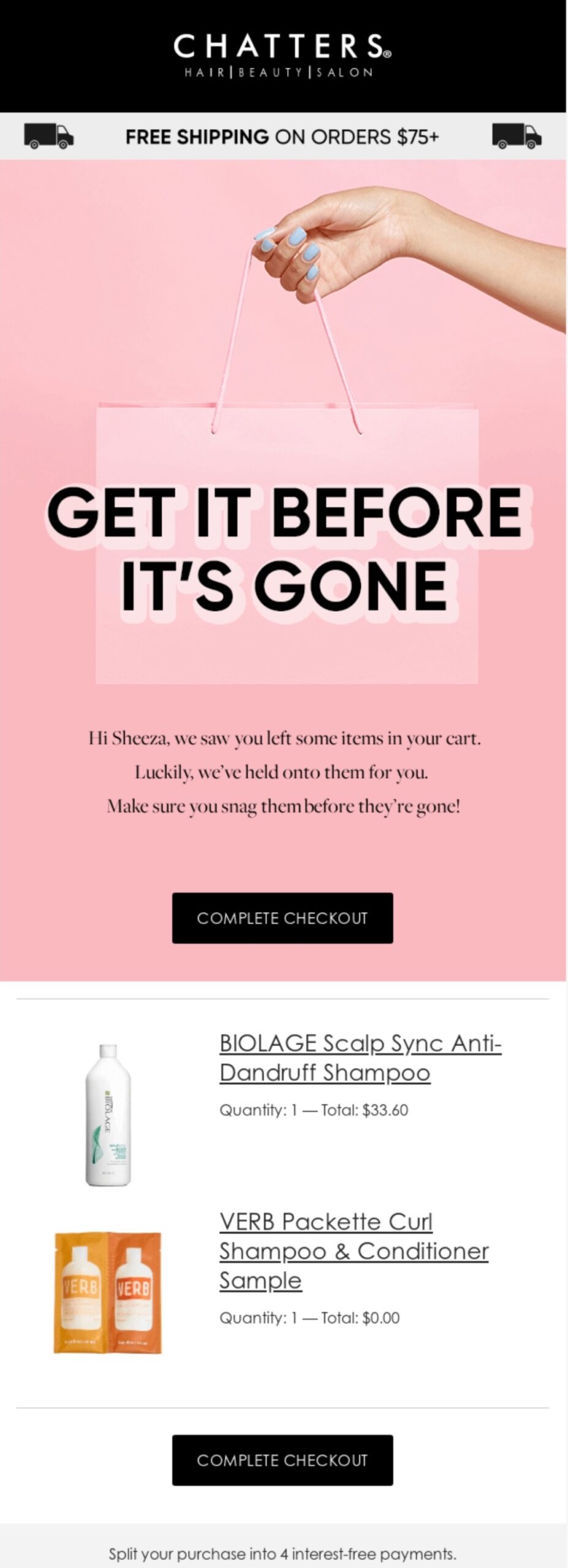 Chatters Salons email
