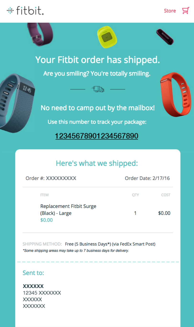 Fitbit shipping
