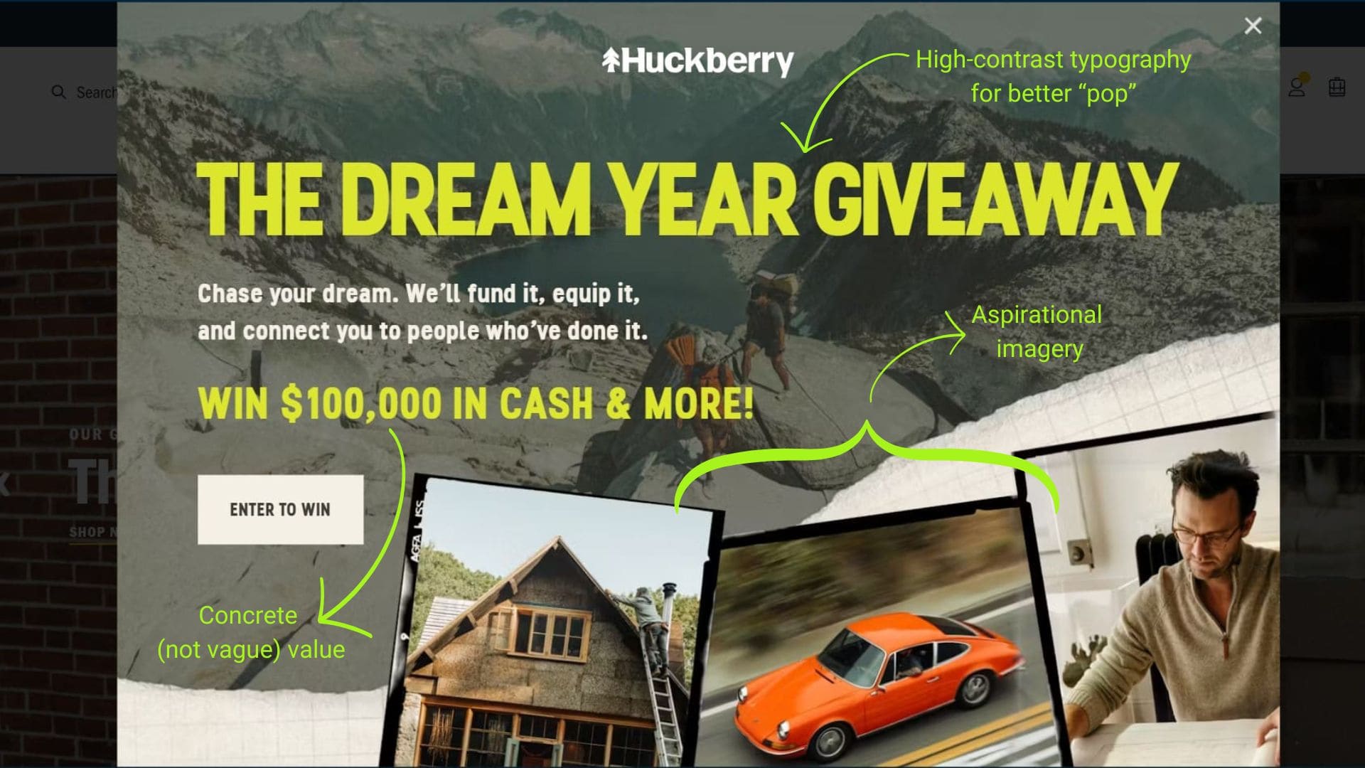 Huckberry popup