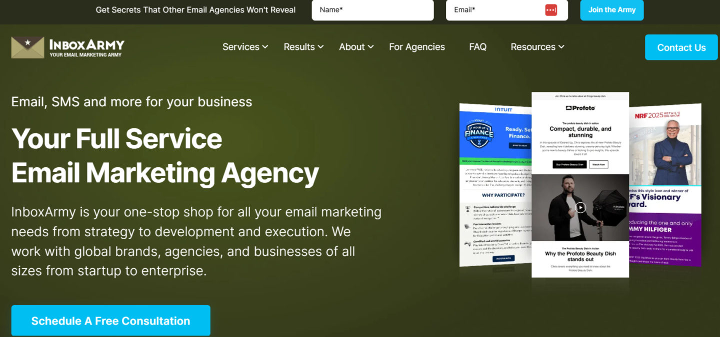 InboxArmy agency homepage