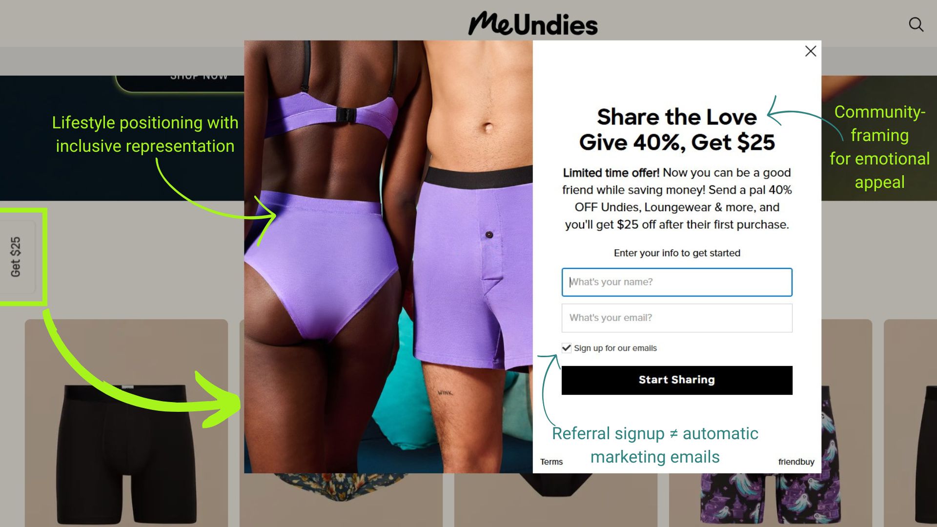 MeUndies popup
