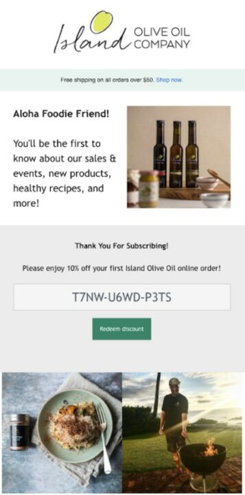 Dropshipping store by Olive Oil Company example