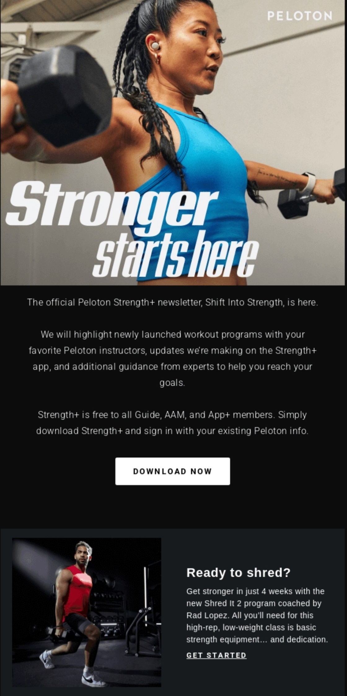 Peloton email