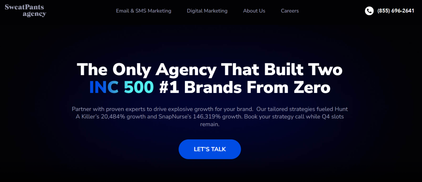 Sweat Pants Agency homepage