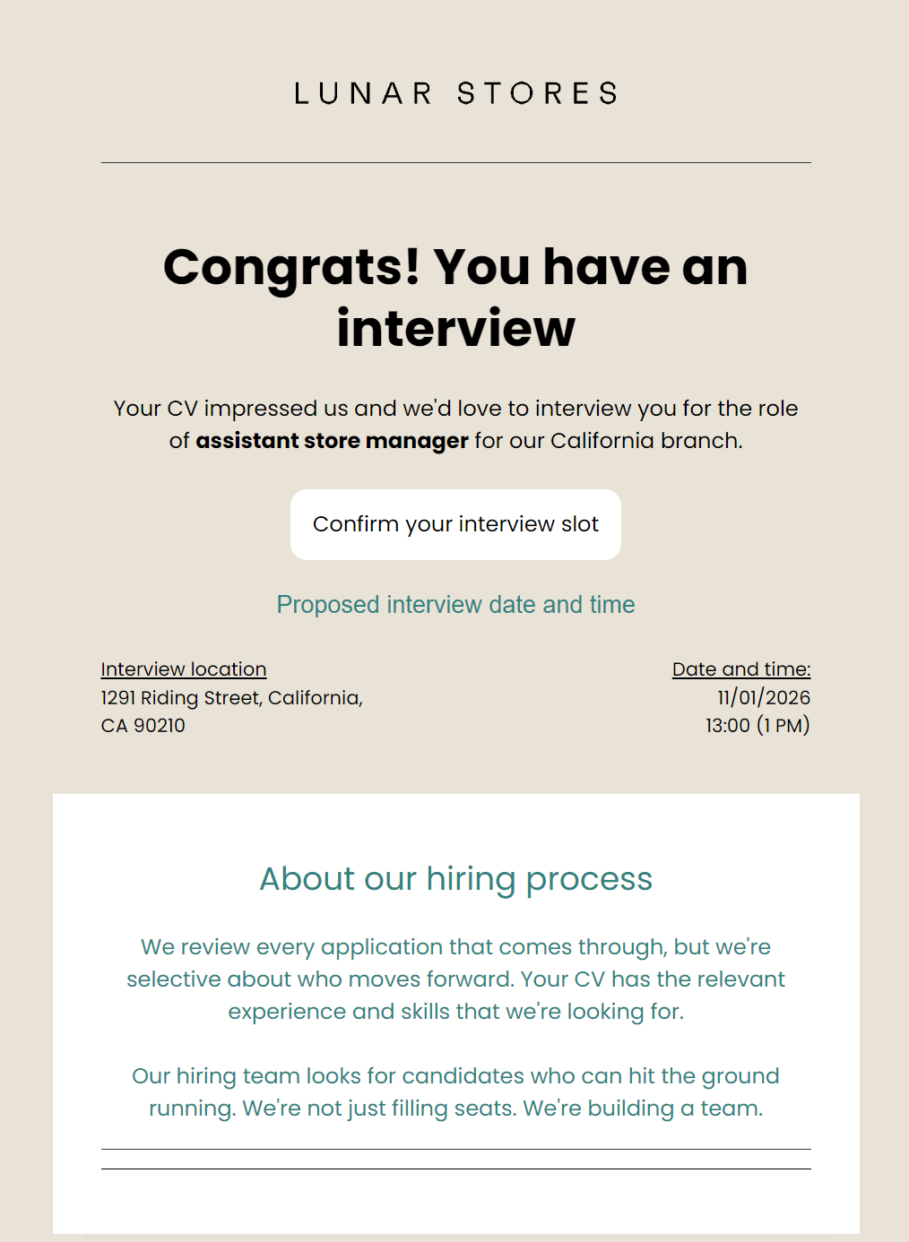 Omnisend interview email confirmation 2