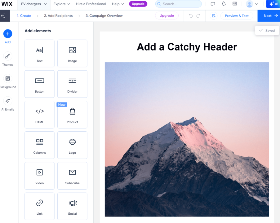 Wix email builder