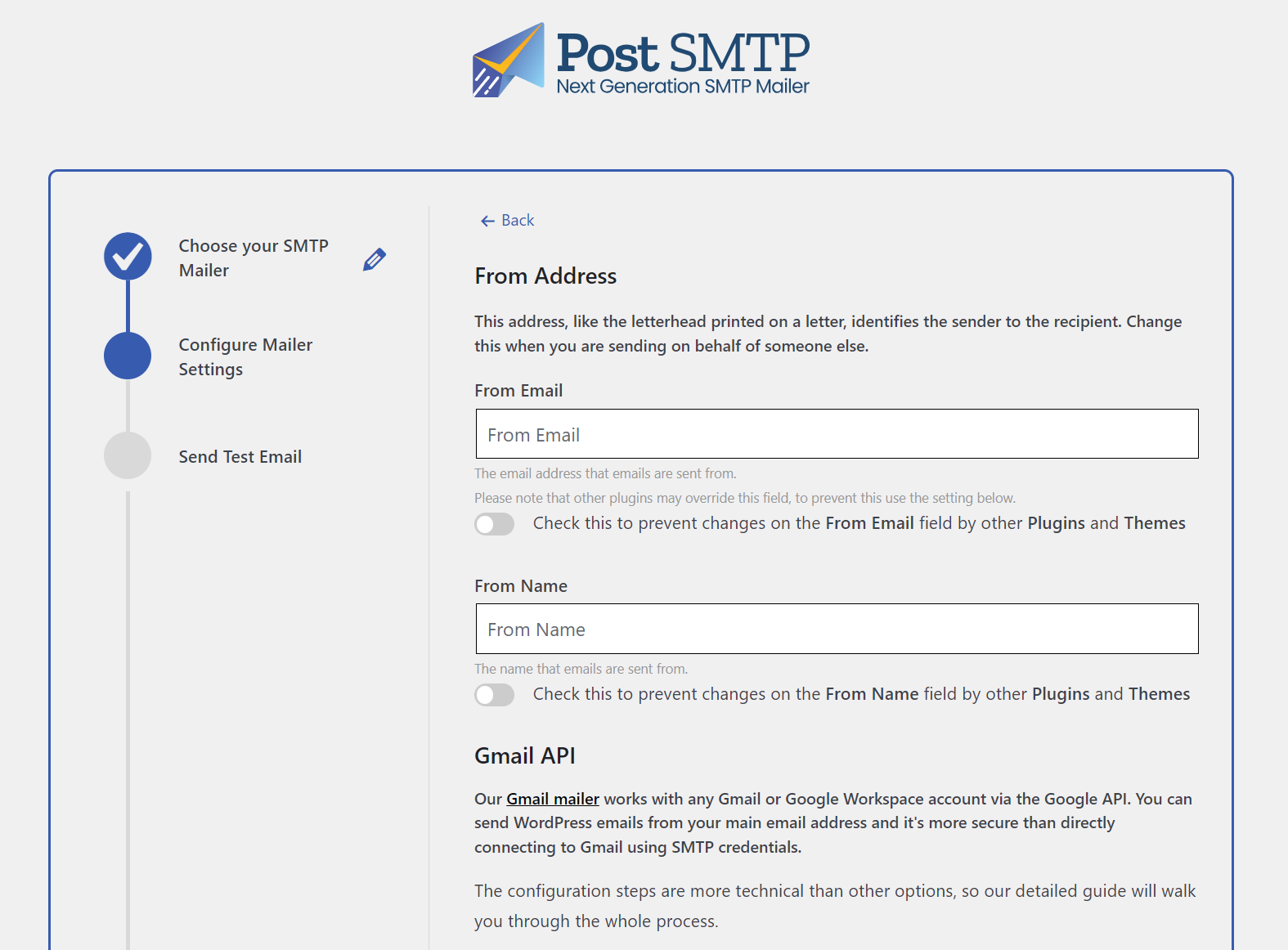 Configure mailer settings