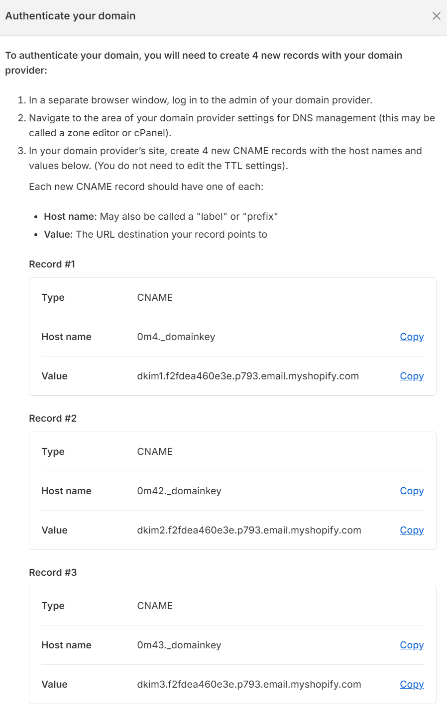 Authenticating domains