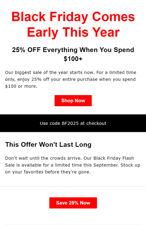 black friday email marketing brief