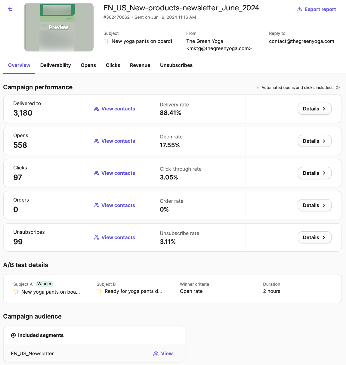 Brevo campaign report