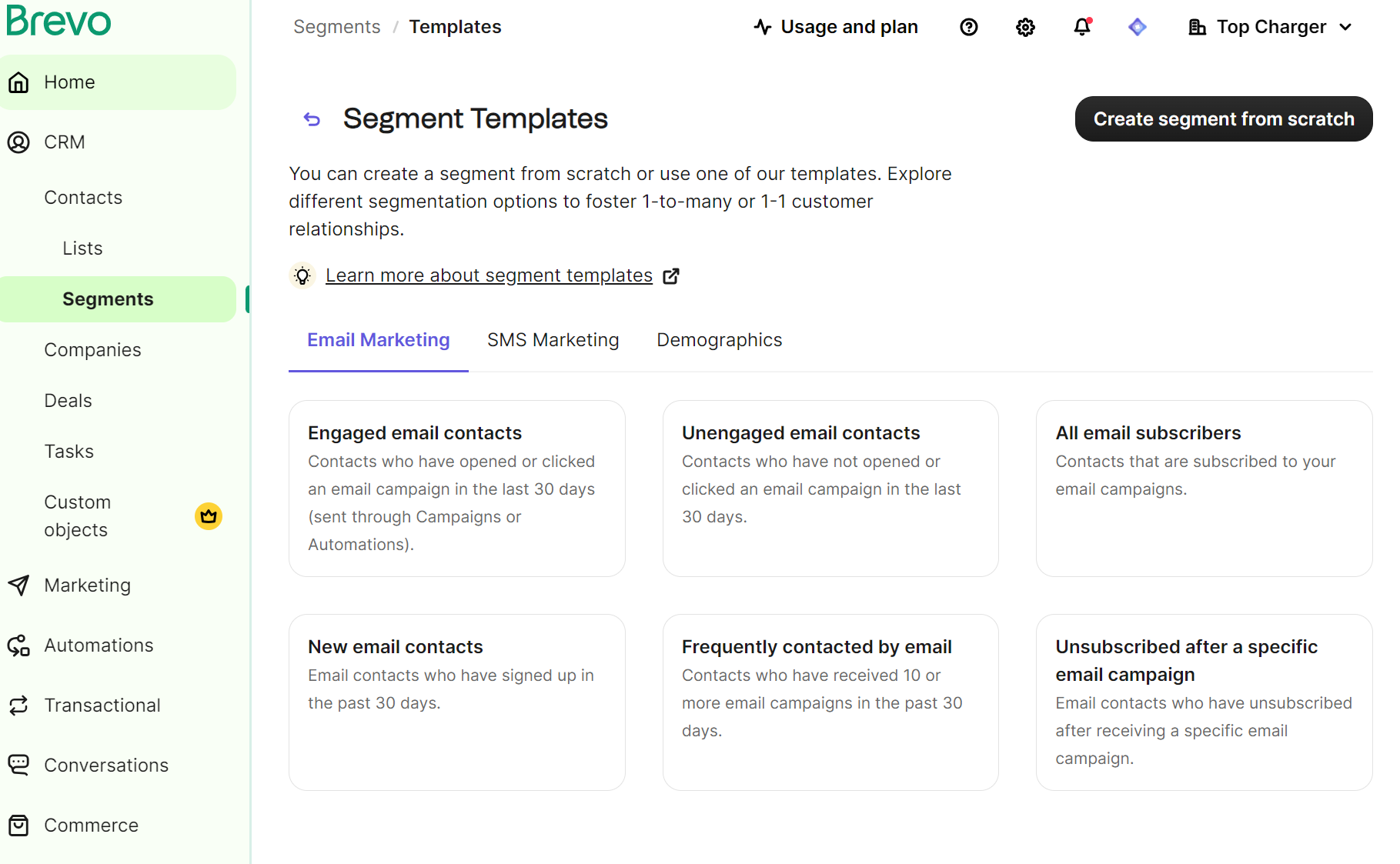 Brevo segment templates