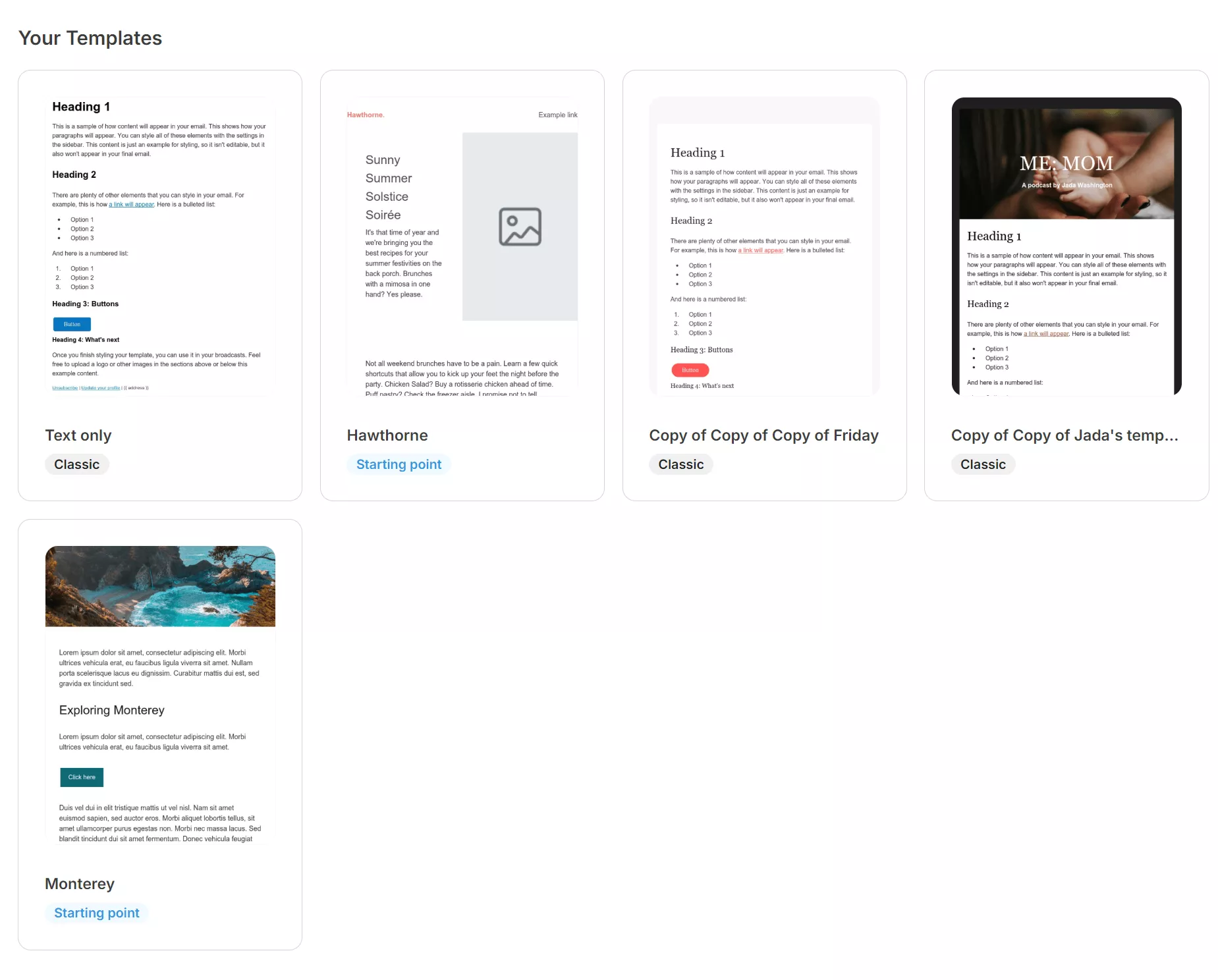 Broadcasts page