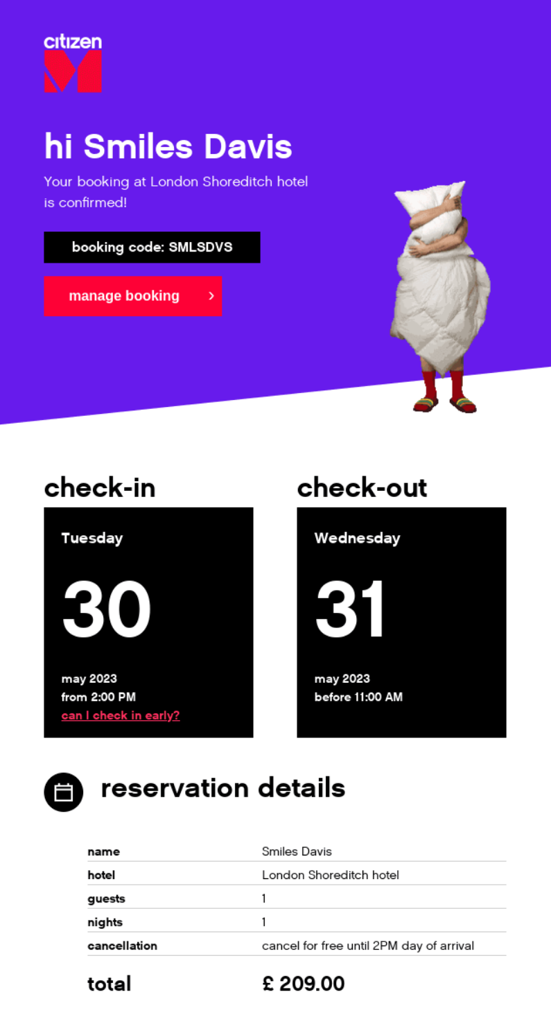 citizenM confirmation