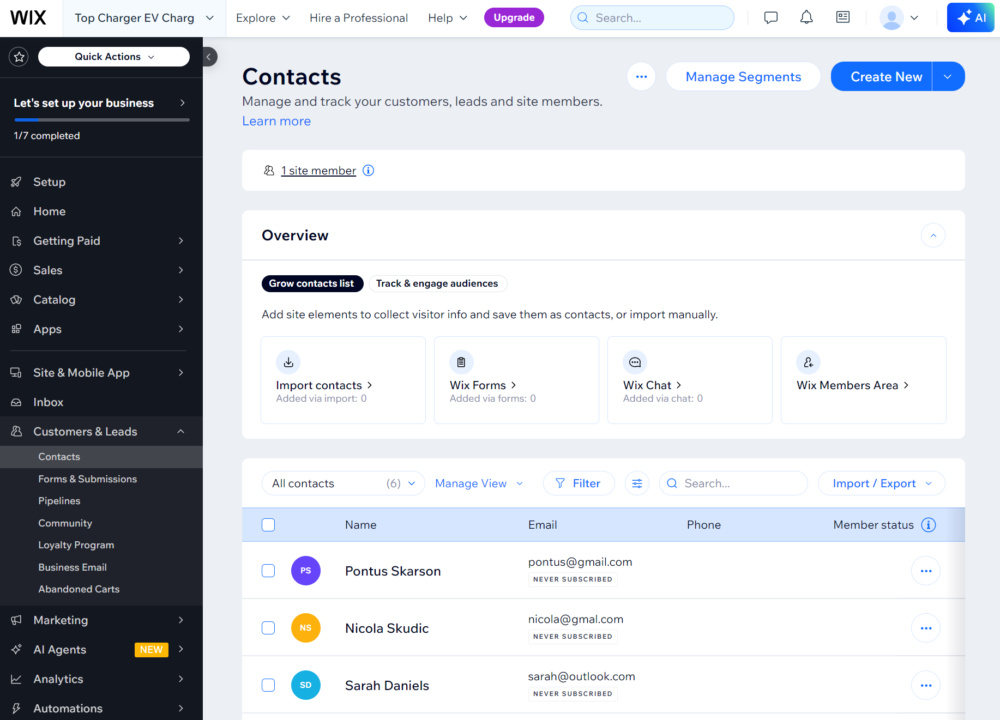 Wix list management