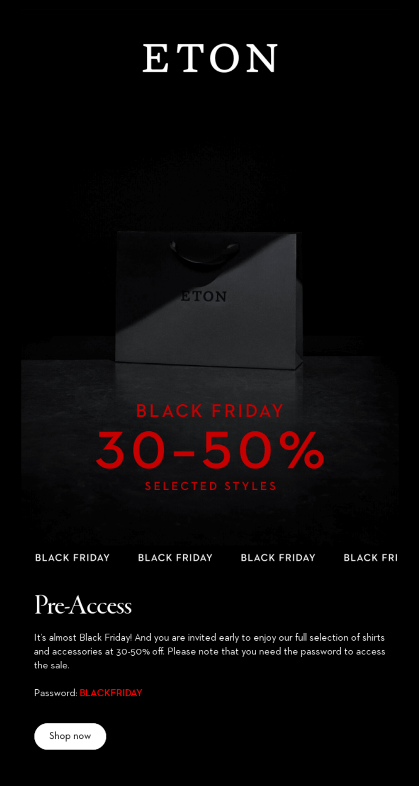 Eton Black Friday email example