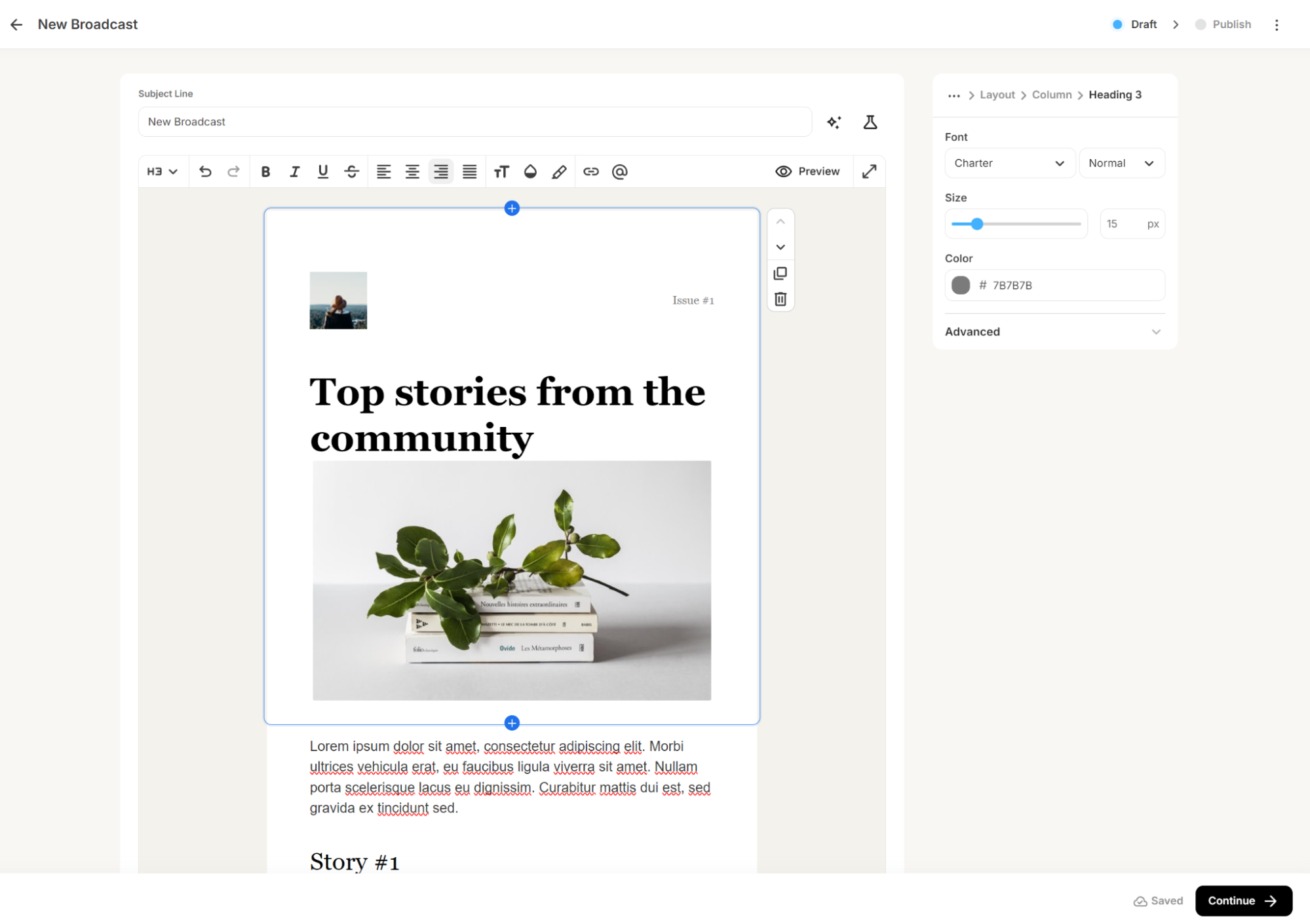 Broadcast template