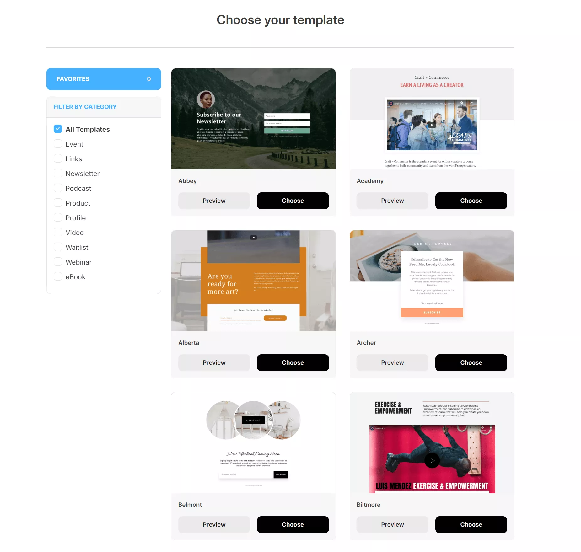 Landing page library