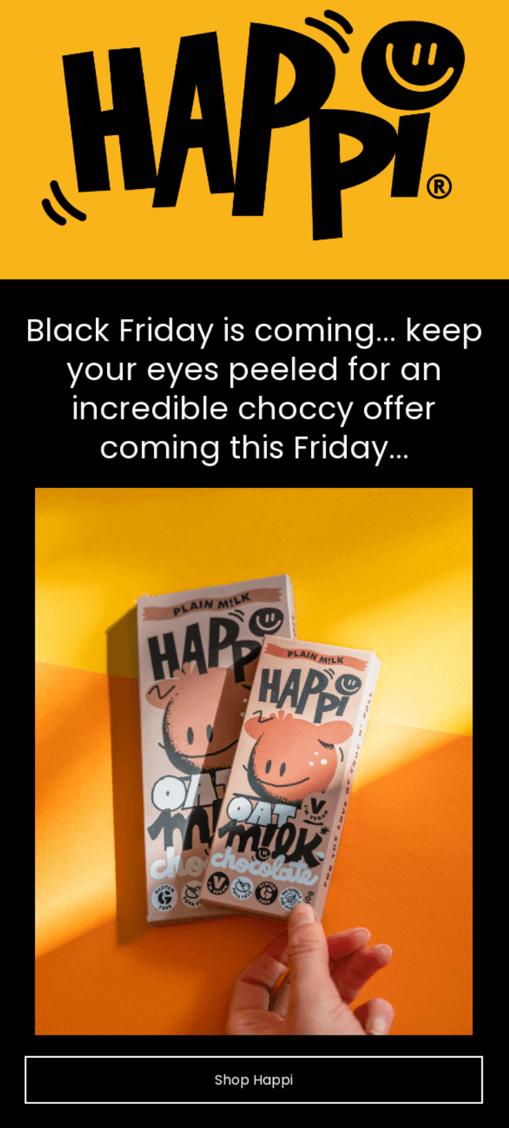 Happi Black Friday email example