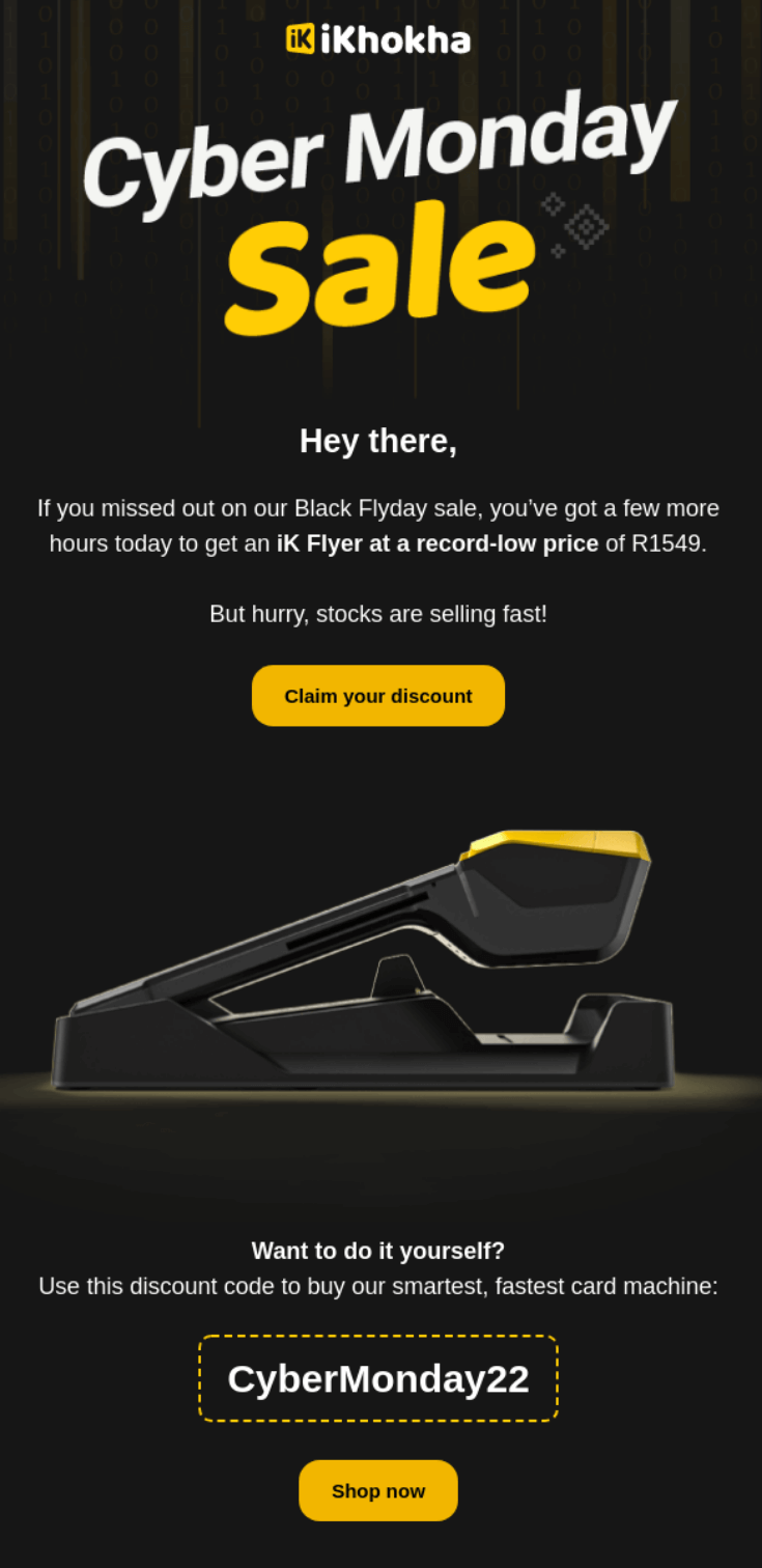 iKhoka's Black Friday email example
