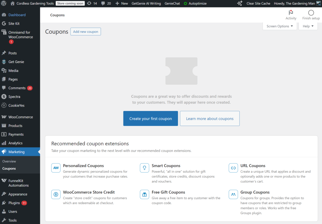 Using built-in WooCommerce coupons