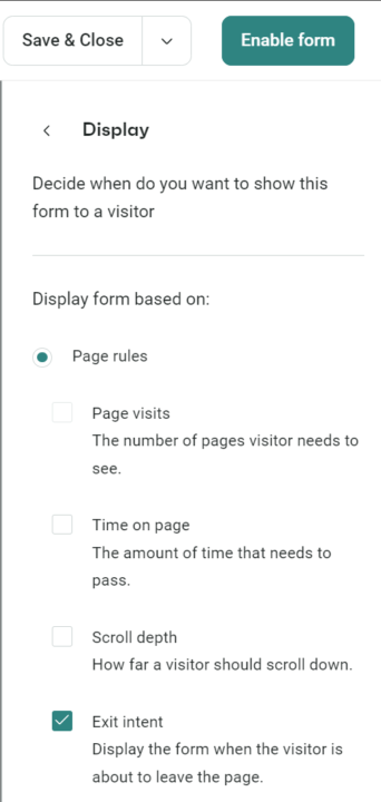 Exit-intent trigger via Omnisend