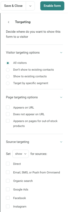 Rules configuration via Omnisend