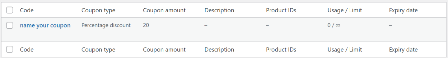 Using built-in WooCommerce coupons
