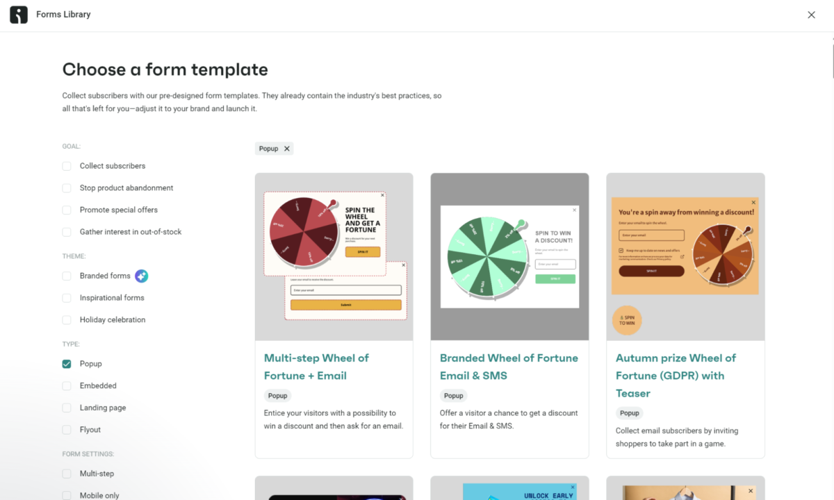 Form template via Omnisend