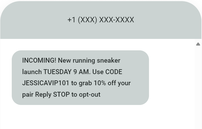 New launch SMS example