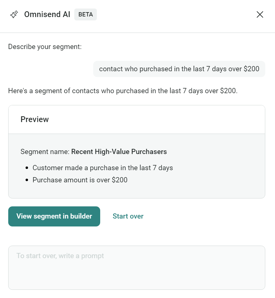 Omnisend AI segments
