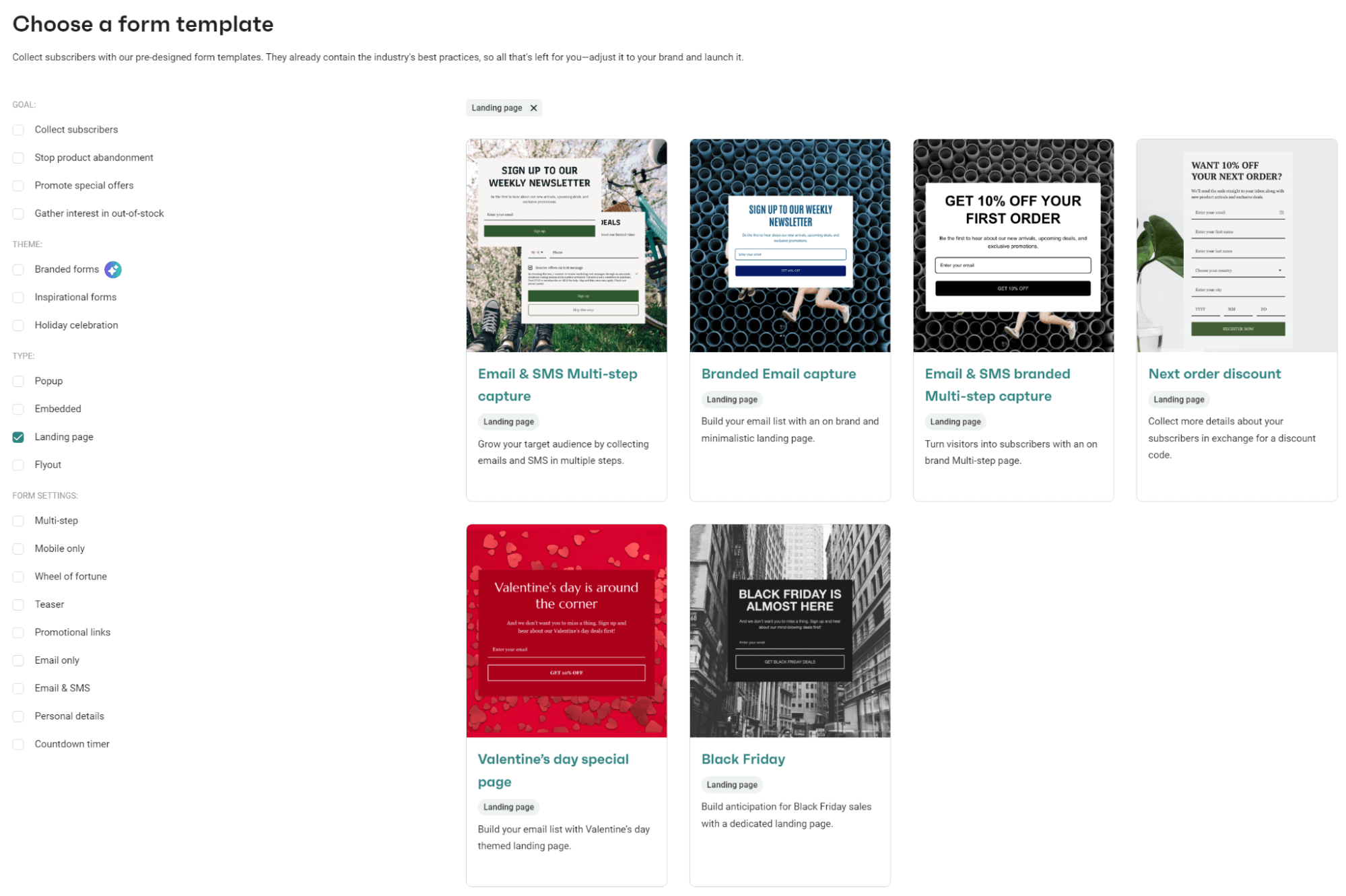 Omnisend landing pages and forms
