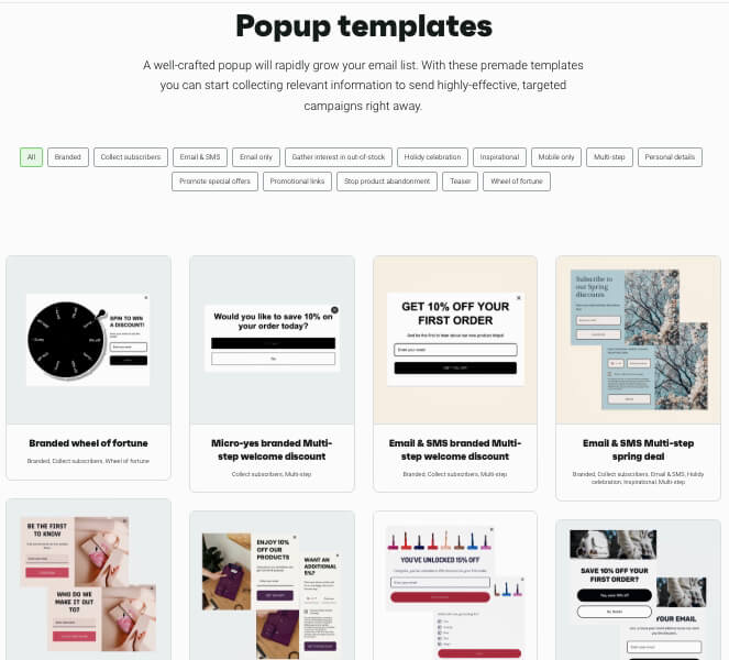 Omnisend popup templates