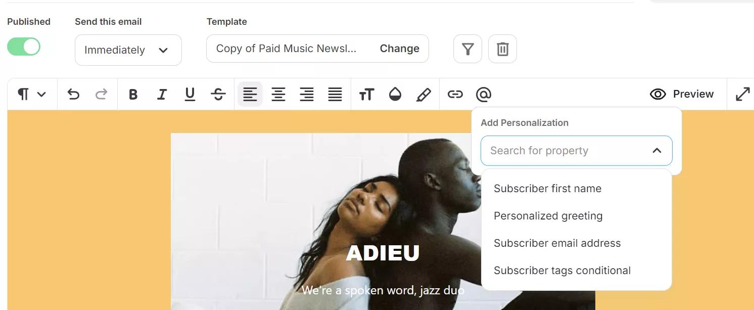 Personalization options