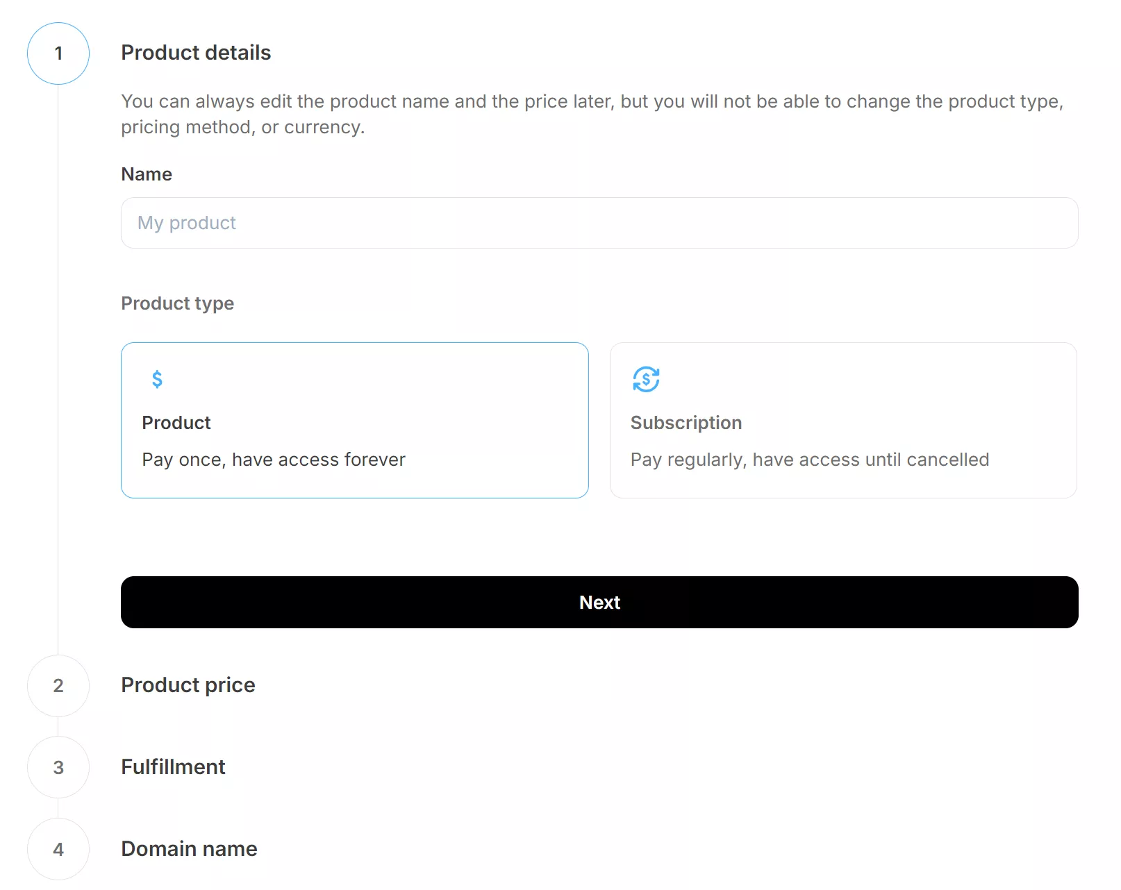 Product editor